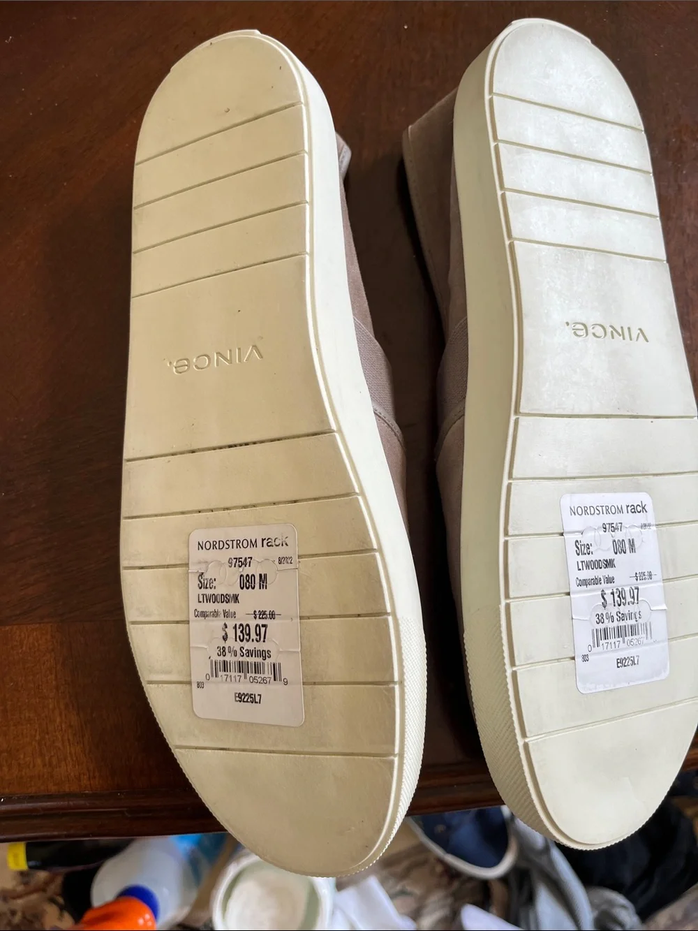 Vince Suede Slip-On Loafers in Taupe with White Sole